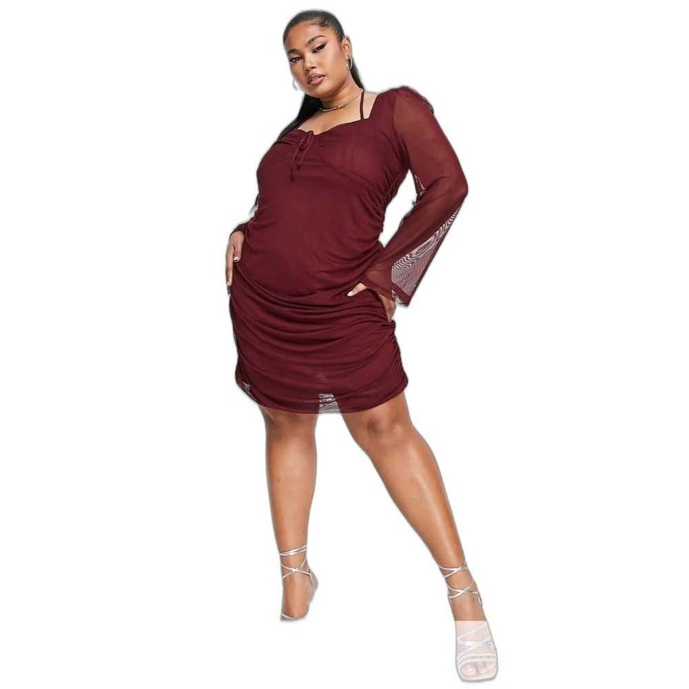 QED London Plus Burgundy Dress MATERNITY